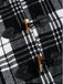 Manteau à capuche à carreaux et bordure en fausse fourrure années 1940
