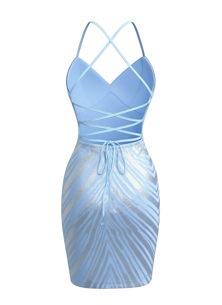 Robe De Fête Dos Nu Bretelles Fine Paillettes Chevrons Année 1920