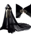 Cape à capuche noire en maille pour mariée vampire d'Halloween