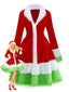 Robe rouge et verte à bordure en fourrure Grinch des années 1940