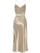 Robe nuisette en satin bretelles croisées dans le dos champagne années 1930