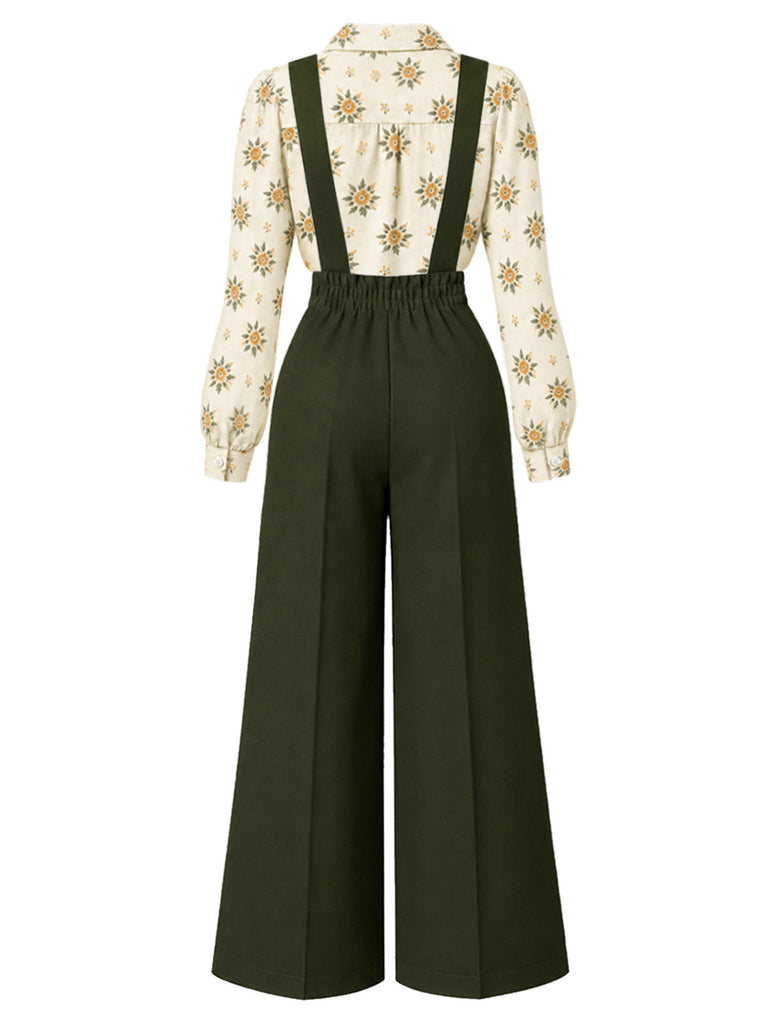 [Prévente] Ensemble 2 pièces chemise à imprimé floral et salopette Années 1960 - 3
