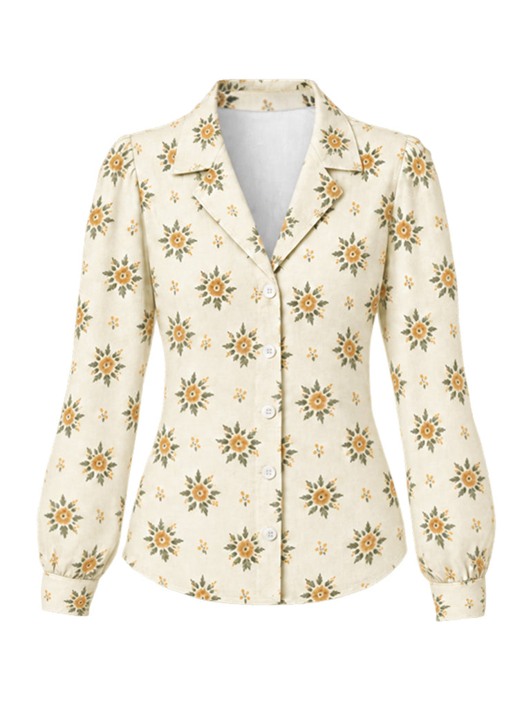 [Prévente] Ensemble 2 pièces chemise à imprimé floral et salopette Années 1960 - 4