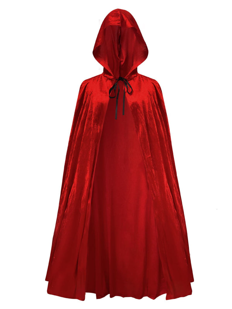 Ensemble body rouge en velours à nouer et cape à capuche Années 1940 - 6
