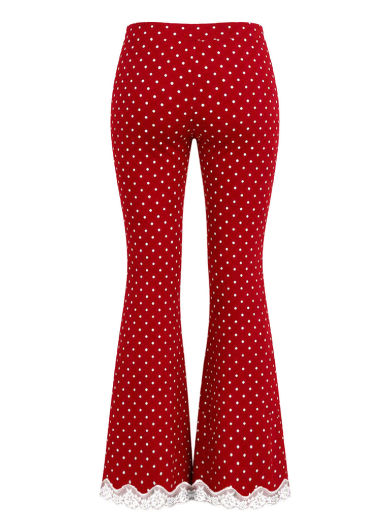 [Prévente] Ensemble détente haut en maille et pantalon évasé à pois et bordure en dentelle Années 1960 - 6