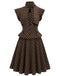 [Prévente] Ensemble haut marron à pois, col à nouer et basque et jupe Années 1950 - 3
