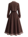 Ensemble Robe Marron à Fines Bretelles et Veste Courte à Bordures à Carreaux Années 1940 - 3