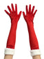 Gants velours rouge garniture plumes dépassant le coude