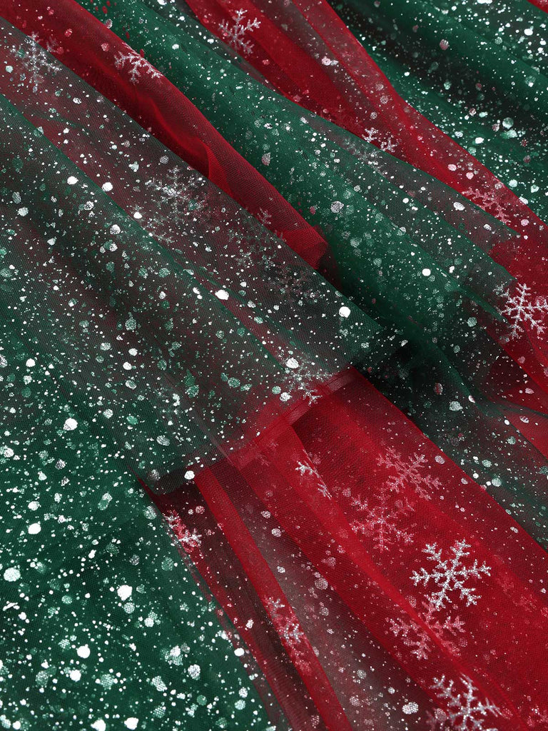 [Prévente] Jupe de Noël asymétrique en tulle scintillant à flocons Années 1950 - 6