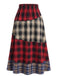 Jupe longue à carreaux patchwork et taille élastique Années 1940 - 1