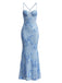 Bretelles Fines 3D Floral Maxi Robe Sirène Années 1930
