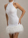 Mini Robe à Paillettes, Col Halter et Plumes Années 1960 - 8