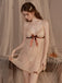 Nuisette babydoll beige transparente en tulle à nœud, col V profond, dentelle et rembourrage Années 1950 - 3