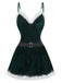 Nuisette de Noël en velours à fines bretelles, ceinture et bordure en fourrure Années 1950 - 2