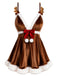 [Prévente] Nuisette de Noël Marron Clair en Velours à Nœud Années 1960 - 2