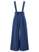 Pantalon bleu marine à fines rayures, jambes larges, bretelles et poches Années 1950 - 2