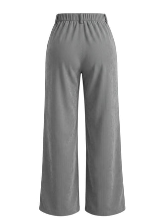Pantalon Gris en Velours Côtelé à Jambes Larges et Poches Plaquées Années 1950 - 2