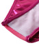 Close-up of a pink fabric with white mesh lining on a white background