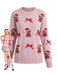 Pull rose en maille à ours en peluche et nœud de Noël Années 1960 - 1