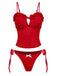 Retro red tankini set featuring intricate embroidery, feminine ruffle accents and side-tie design with classic 1960s charm, ideal for poolside elegance
