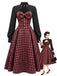[Prévente] Robe à carreaux effet deux pièces, manches lanternes et découpes Années 1950 - 1