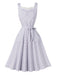 Robe ajustée lavande à carreaux vichy, bordure en dentelle et poches Années 1950 - 2