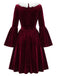 [Prévente] Robe bordeaux en velours à manches évasées Années 1950 - 4