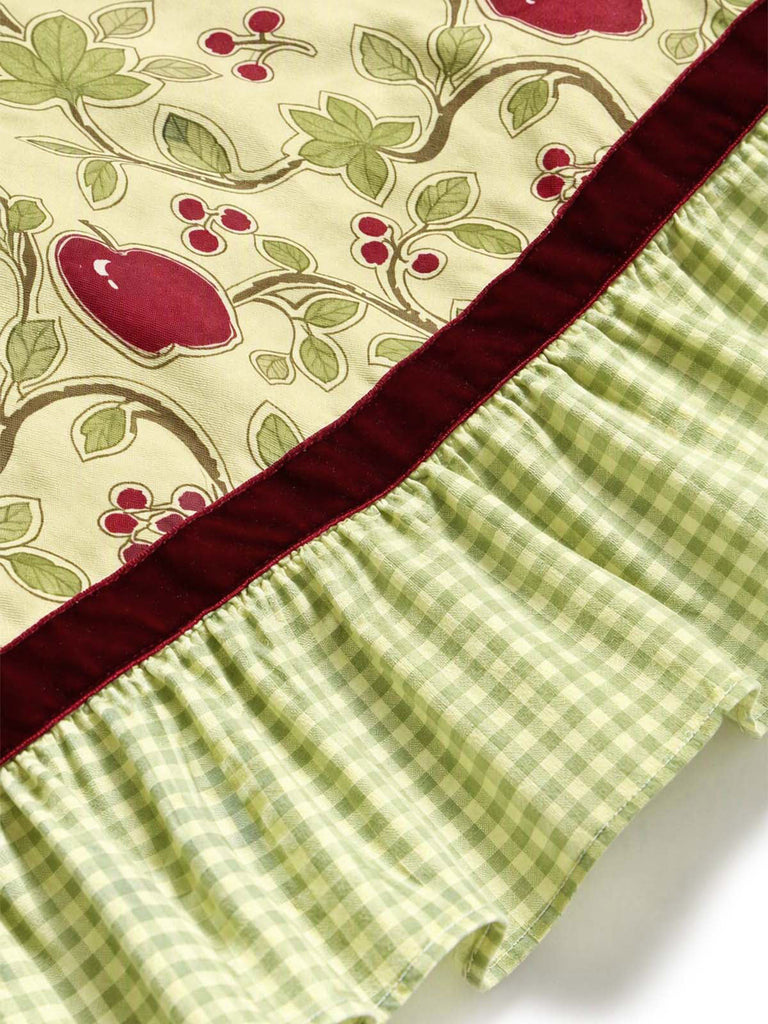 [Prévente] Robe Chartreuse à Carreaux et Cerises Rouges avec Ourlet Plissé Années 1960 - 7