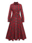 Robe-chemise rouge carreaux dotée d'une ceinture années 1950
