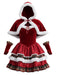 Robe de Noël à étages en velours à carreaux et cape à capuche Années 1950 - 1