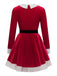 Robe de Noël en velours à étages, ourlet blanc et ceinture Années 1950 - 2