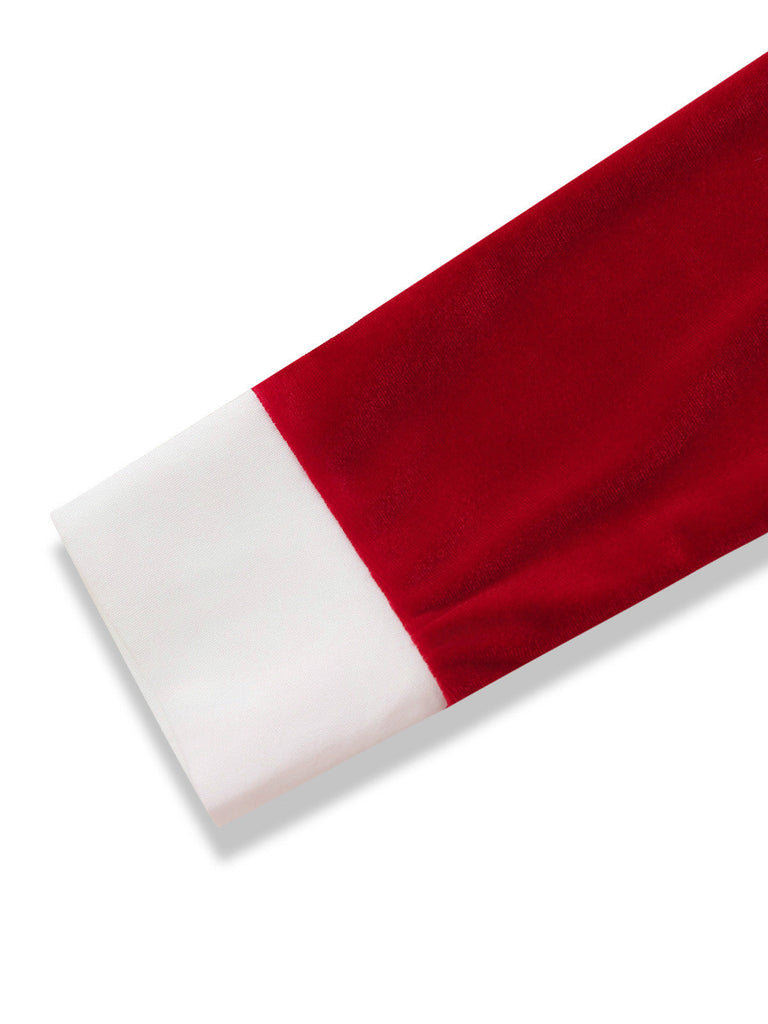 Robe de Noël en velours à étages, ourlet blanc et ceinture Années 1950 - 4