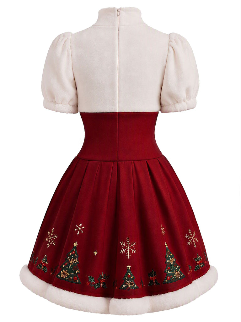 [Prévente] Robe de Noël rouge et blanche bouffante à bordure en fausse fourrure Années 1960 - 4