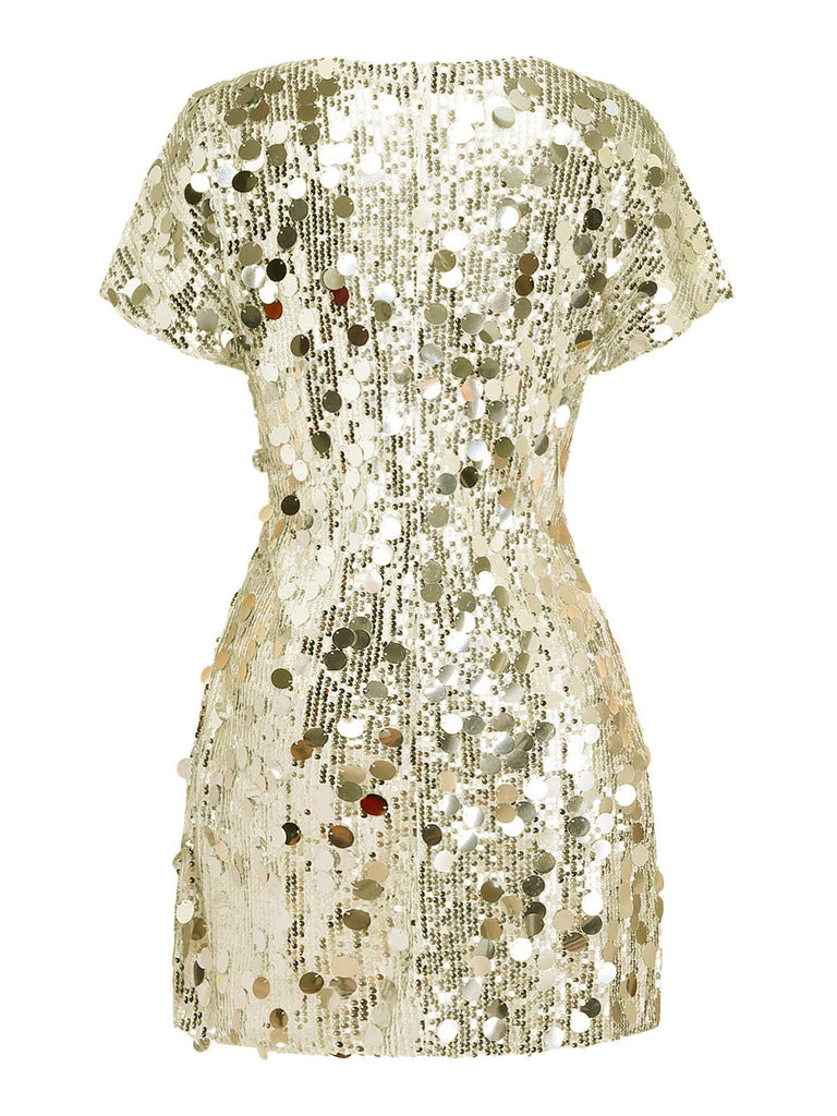Robe disco scintillante à sequins et col rond Années 1960 - 8