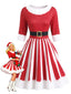 Robe trapèze manches mi-longues imprimée Noël années 1950
