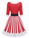Robe évasée à imprimé de Noël et manches mi-longues Années 1950 - 3