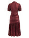 Robe Métallisée Plissée à Col V Profond et Manches Courtes Années 1970 - 3