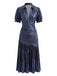 Robe Métallisée Plissée à Col V Profond et Manches Courtes Années 1970 - 4