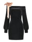 Robe noire taille cintrée et nœuds aux épaules années 1960