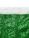 Robe verte de Noël à épaules dénudées, fausse fourrure blanche et sequins Années 1980 - 4