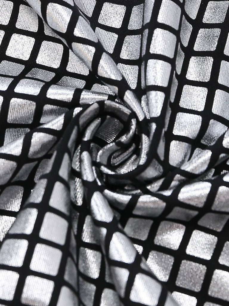 Close-up of black and white checkered fabric