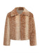 Veste courte marron en fausse fourrure à imprimé cerfs Années 1950 - 1