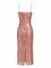 Robe paillettes à bretelles spaghetti fendue dans le dos années 1930