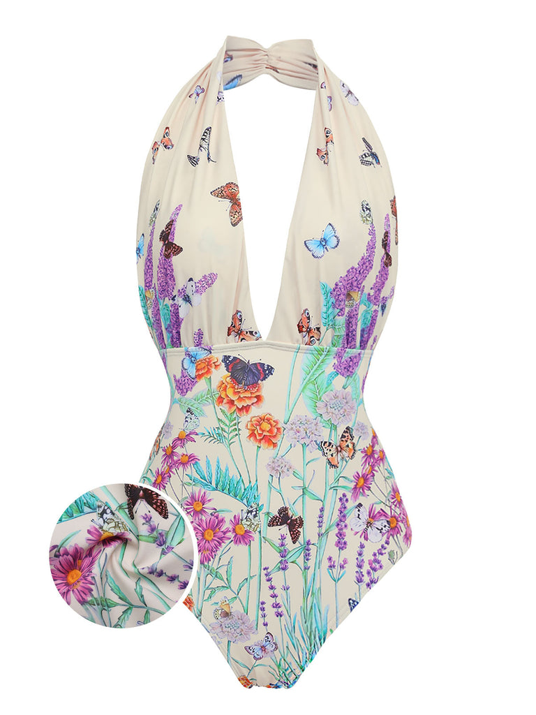 Maillot de bain une pièce à licou papillon