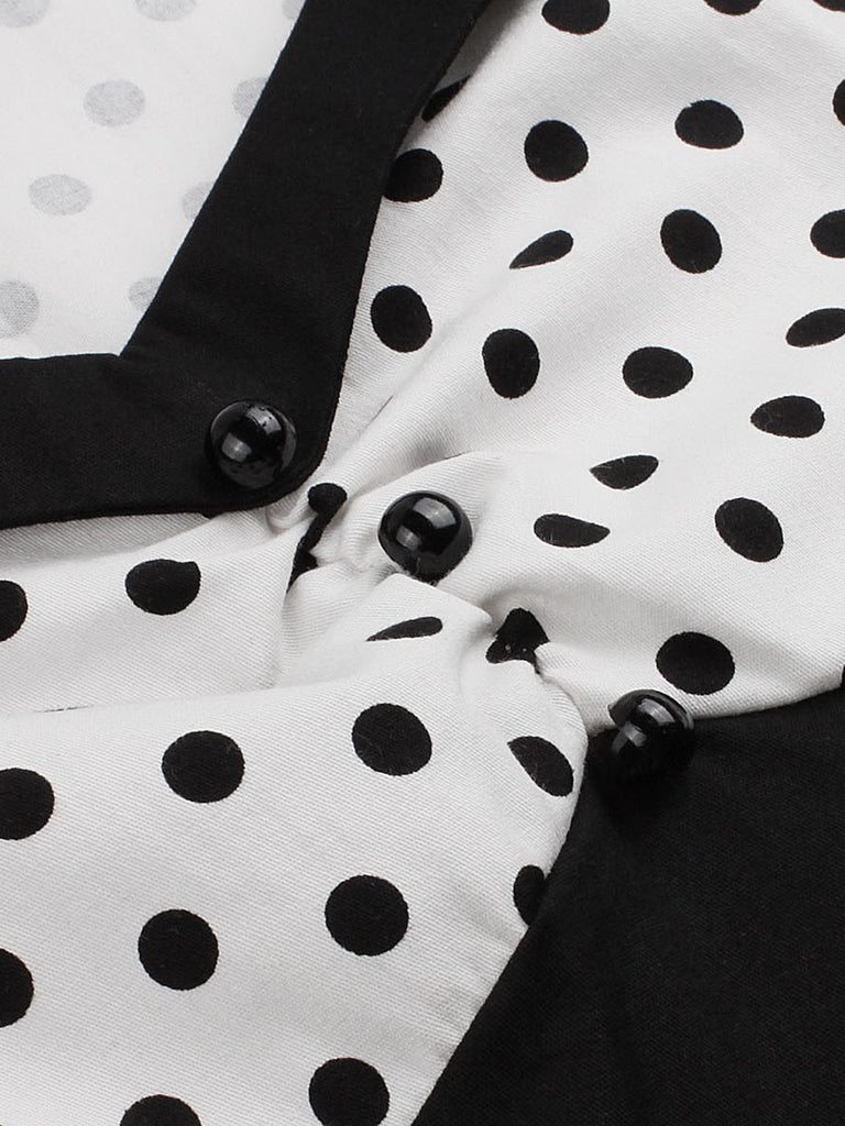 Robe Swing Vintage Année 50 à Pois Manches Courtes Pin Up
