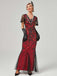Robe habillée sirène en tulle à sequins col en V des années 1920