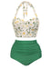 Ensemble de Bikini à Lacets et Licou à Fleurs