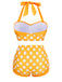 Ensemble de bikini dos nu jaune à pois