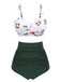 Ensemble de bikini taille haute à bretelles cerises 1950s