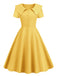 Robe trapèze à revers uni des années 1950